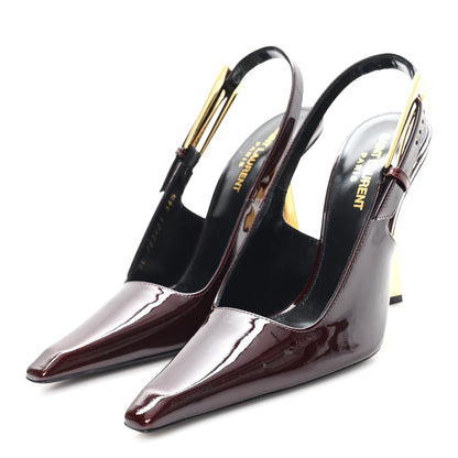 Saint Laurent Vernice Gloss Lee 110 Slingback Pumps 36.5 Marron Glacé 4 of 10