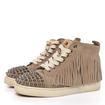Christian Louboutin Veau Velours Spikes Womens Coachelita Flat Sneakers 36 Beige 3 of 9