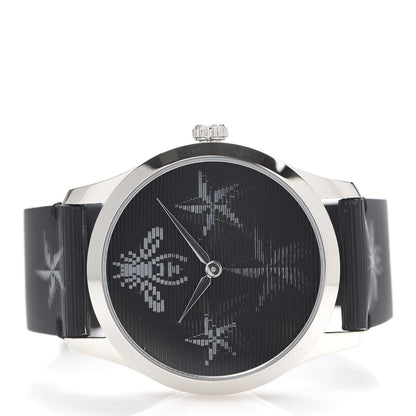 Gucci Stainless Steel Calfskin 38mm G-Timeless Bee Star Hologram Quartz Watch Black 3 of 6