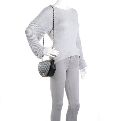 Chanel Lambskin Quilted Small Half Moon Flap Black 2 of 10