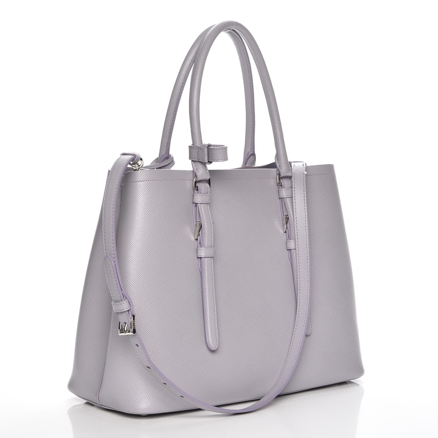 Prada Saffiano Cuir Medium Double Handle Tote Glicine 3 of 9
