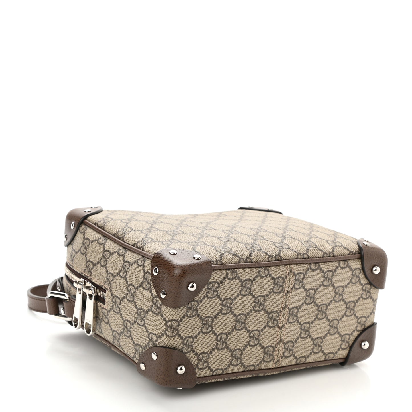 GG Supreme Monogram Textured Calfskin Square Messenger Bag Beige Ebony New Acero