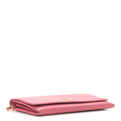 Prada Saffiano Metal Oro Chain Wallet Peonia 4 of 10