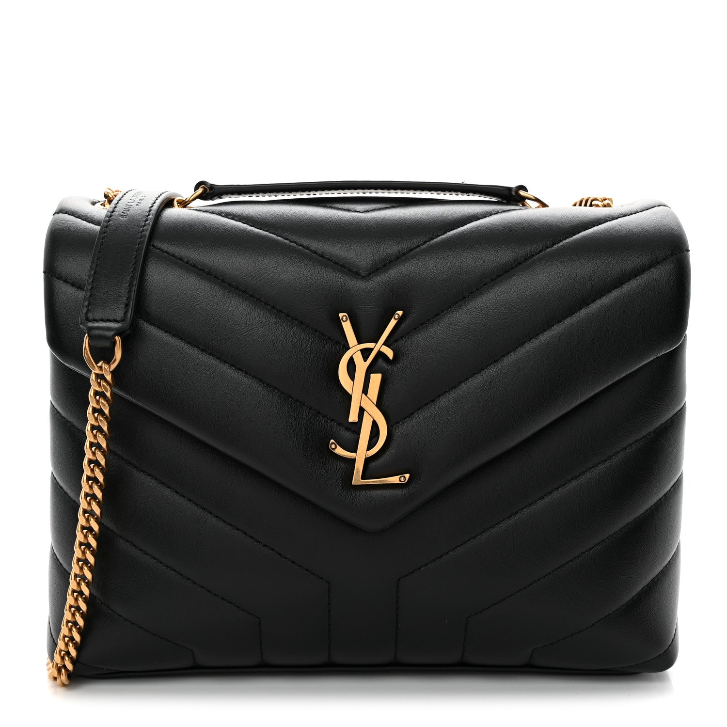 Saint Laurent Calfskin Y Quilted Monogram Small Loulou Chain Satchel Black 1 of 11