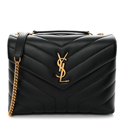 Saint Laurent Calfskin Y Quilted Monogram Small Loulou Chain Satchel Black 1 of 11