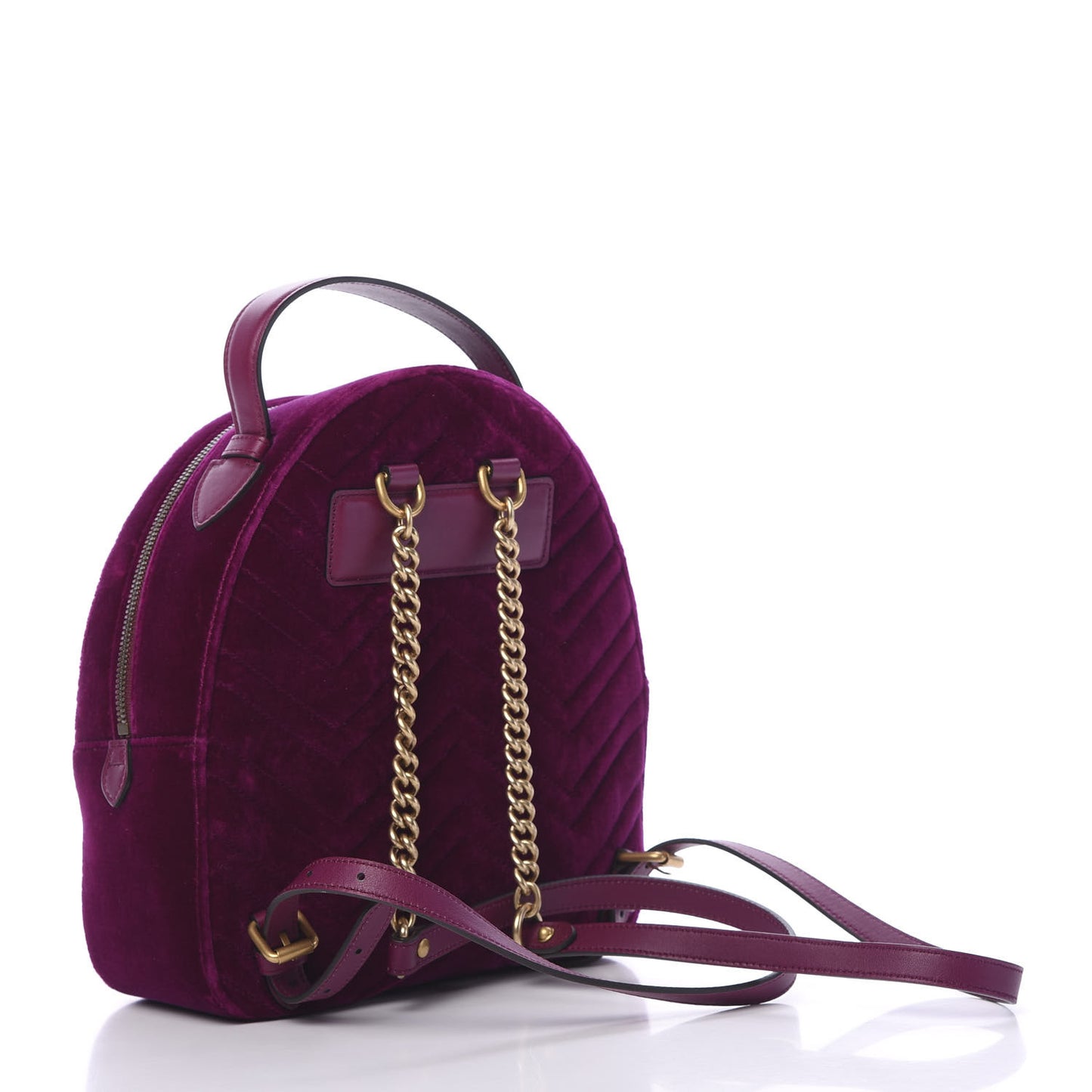 Velvet Matelasse GG Marmont Dome Backpack Fuchsia Violet Cyclamen