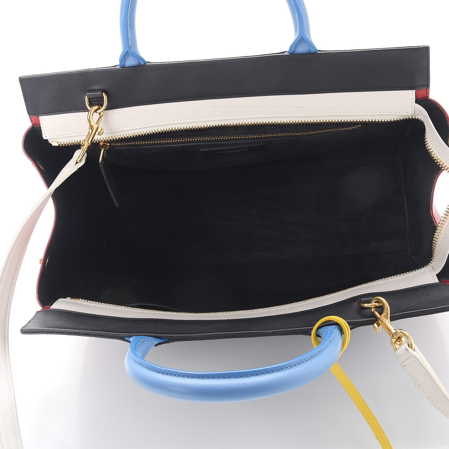 Saint Laurent Calfskin Small Cabas Rive Gauche Bag Black Red Yellow White 5 of 14