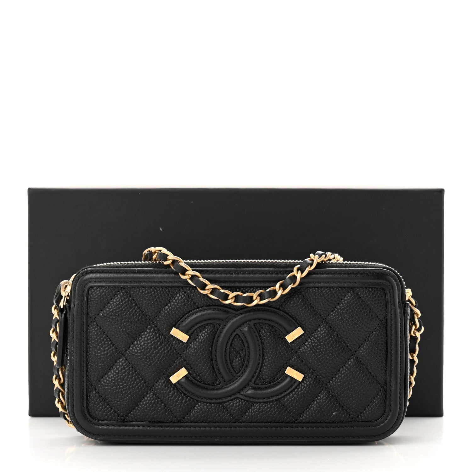 Chanel Caviar Quilted CC Filigree Clutch With Chain Black 14 of 14