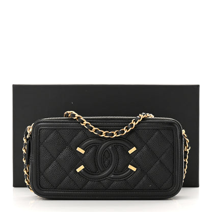 Chanel Caviar Quilted CC Filigree Clutch With Chain Black 14 of 14