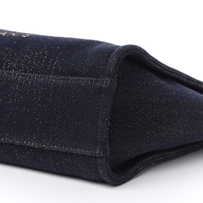 Chanel Lurex Canvas Small Deauville Tote Navy Blue Gold 9 of 9
