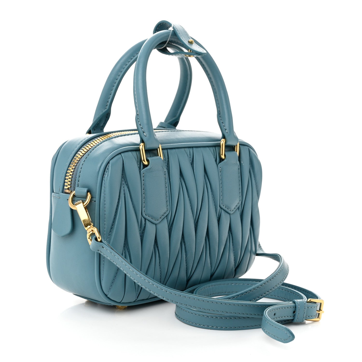 Miu Miu Nappa Matelasse Small Arcadie Aqua 3 of 11