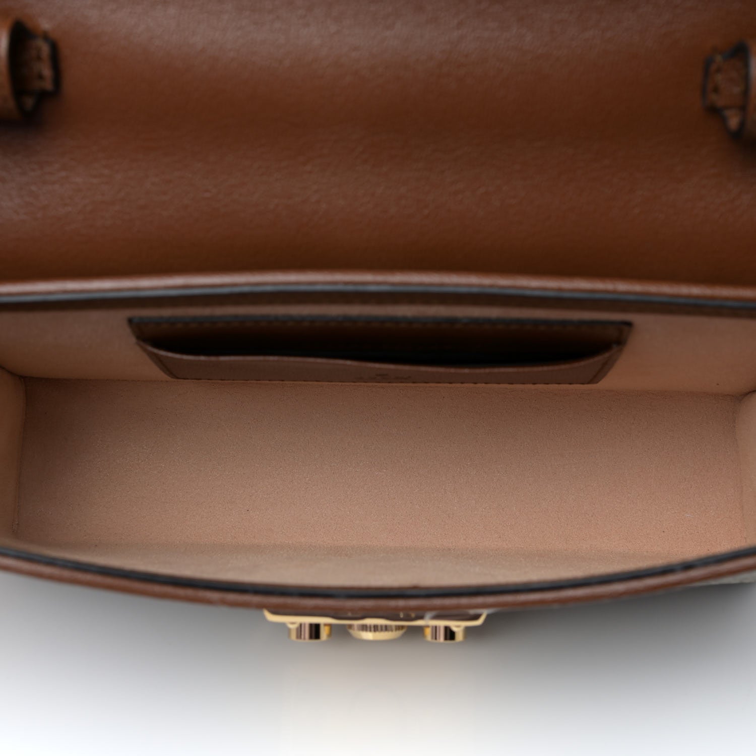 Gucci GG Supreme Monogram Calfskin Mini Padlock Top Handle Shoulder Bag Beige Black Cuir 5 of 10