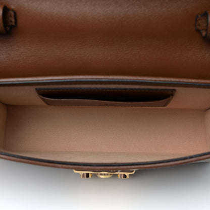 Gucci GG Supreme Monogram Calfskin Mini Padlock Top Handle Shoulder Bag Beige Black Cuir 5 of 10