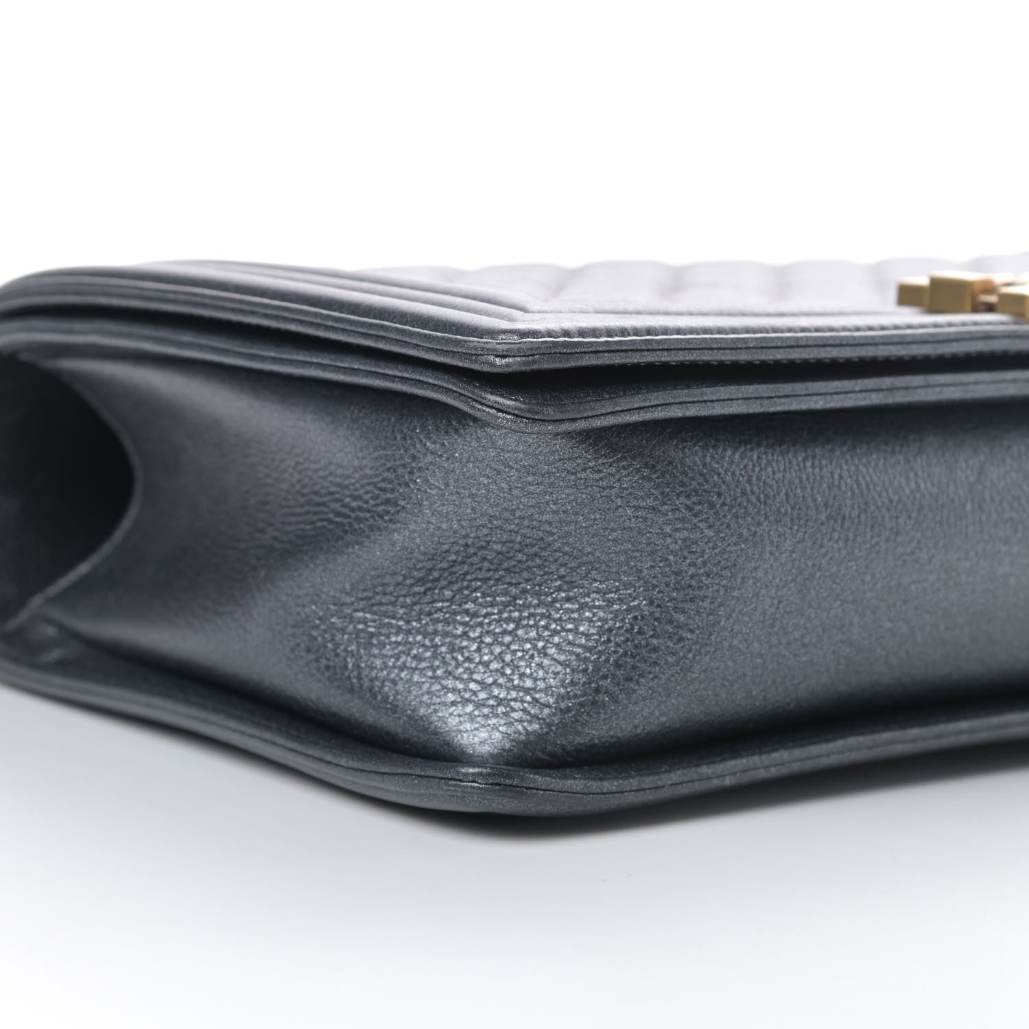 Chanel Metallic Calfskin Quilted New Medium Boy Flap Dark Grey 9 of 12