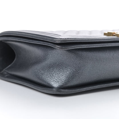 Chanel Metallic Calfskin Quilted New Medium Boy Flap Dark Grey 9 of 12