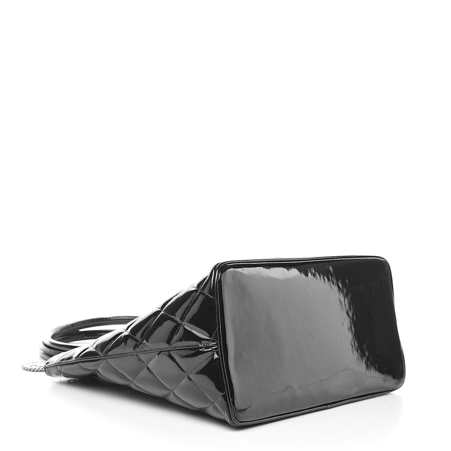 Patent Quilted Medallion Tote Black
