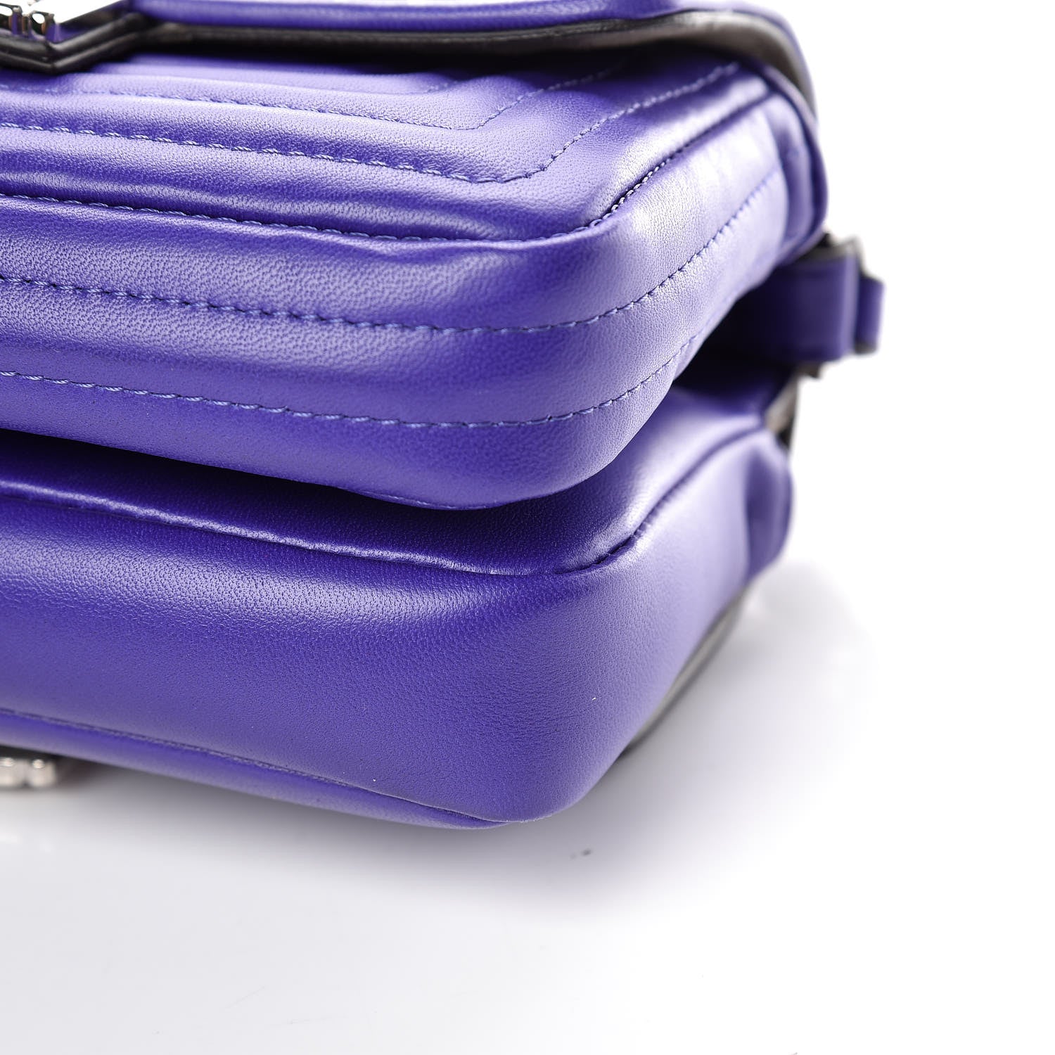 Fendi Shiny Nappa Trapuntata Micro Double Baguette Purple 6 of 10