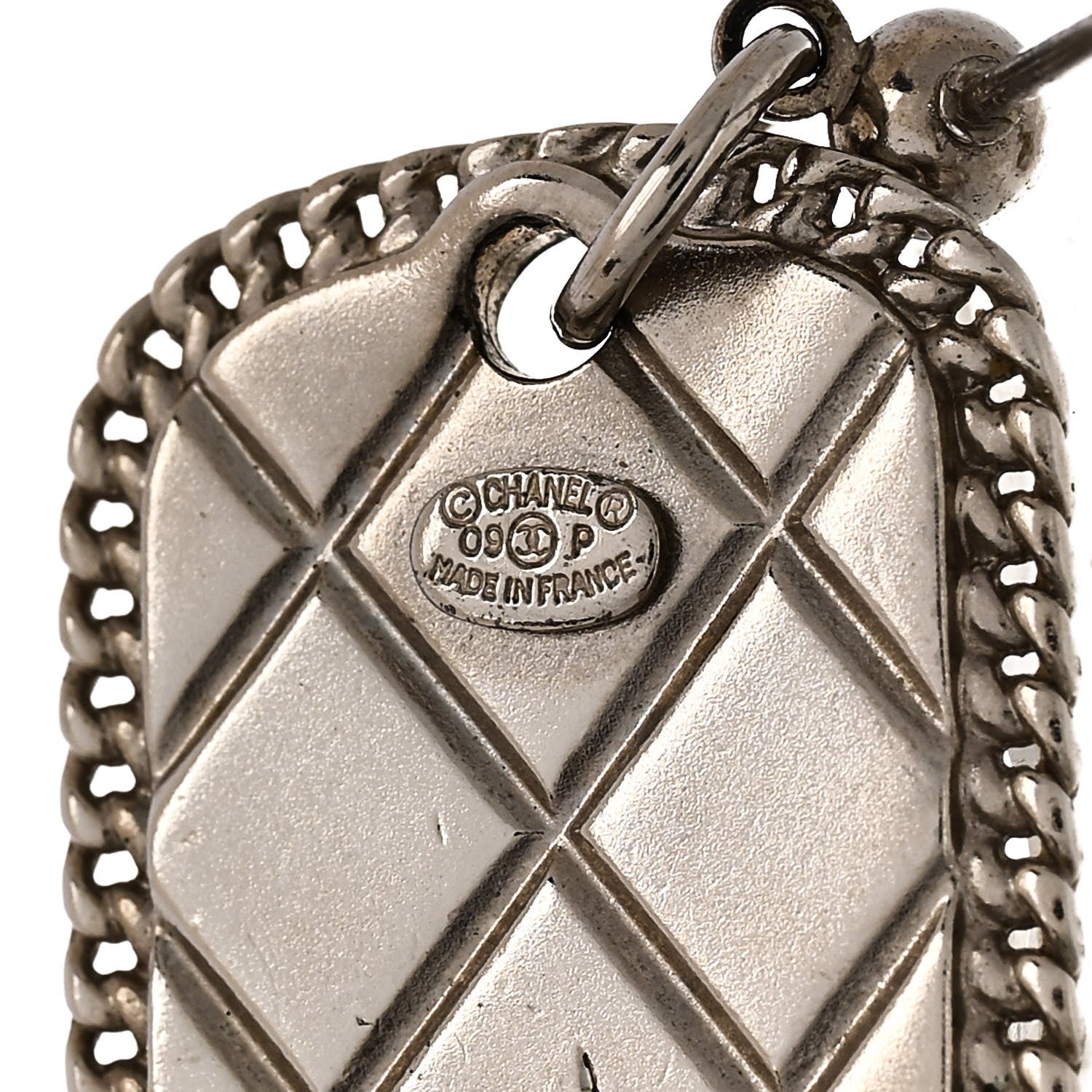 Chanel Dog Tag CC Earrings Silver 4 of 5