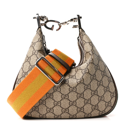 Gucci GG Supreme Monogram Textured Calfskin Web Small Attache Shoulder Bag Beige Ebony New Acero 1 of 10