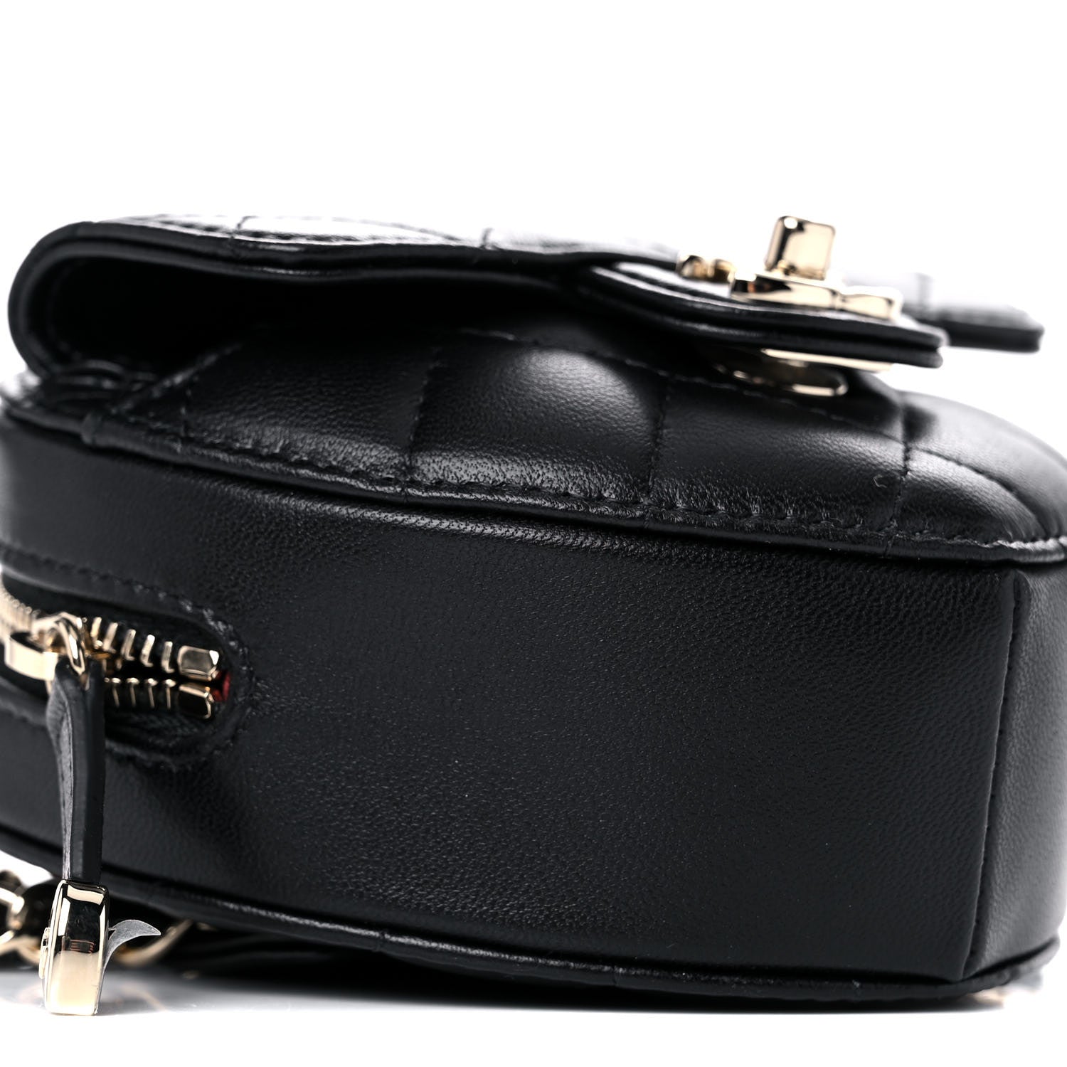 Chanel Lambskin Quilted CC In Love Heart Waist Belt Bag With Chain Black 8 of 10