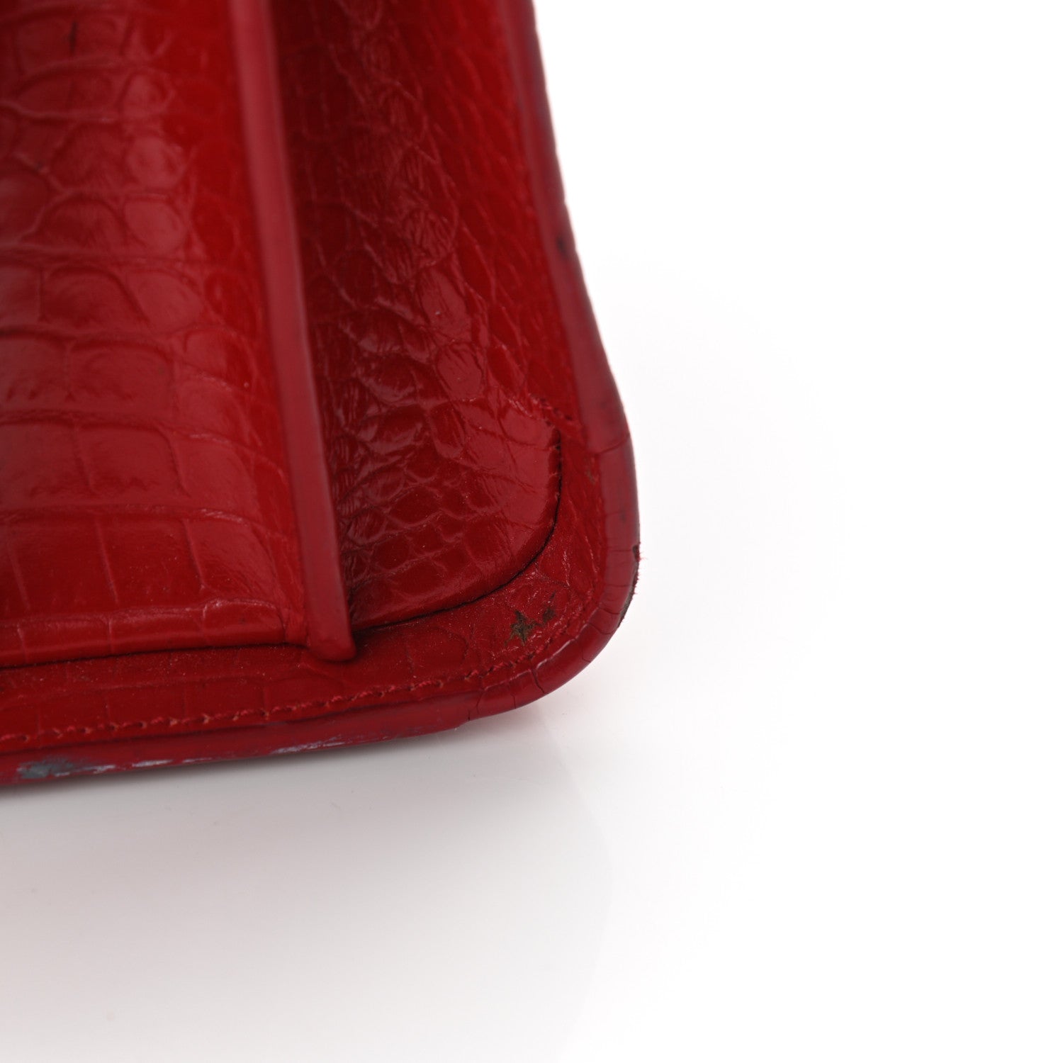 Saint Laurent Calfskin Crocodile Embossed Small Sac De Jour Eros Red 13 of 14