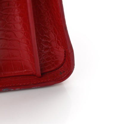 Saint Laurent Calfskin Crocodile Embossed Small Sac De Jour Eros Red 13 of 14