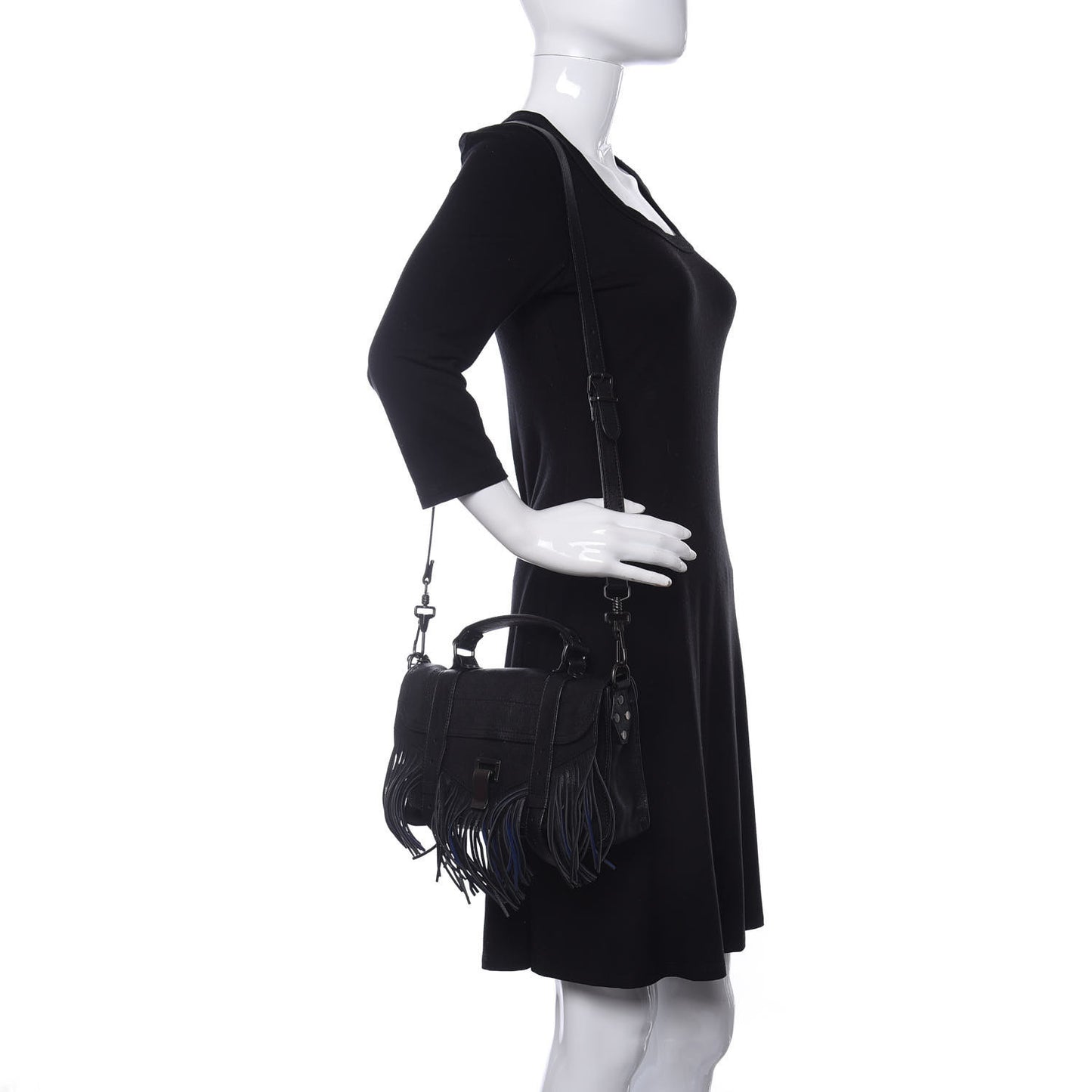 Lambskin Fringe Lux PS1 Satchel Black