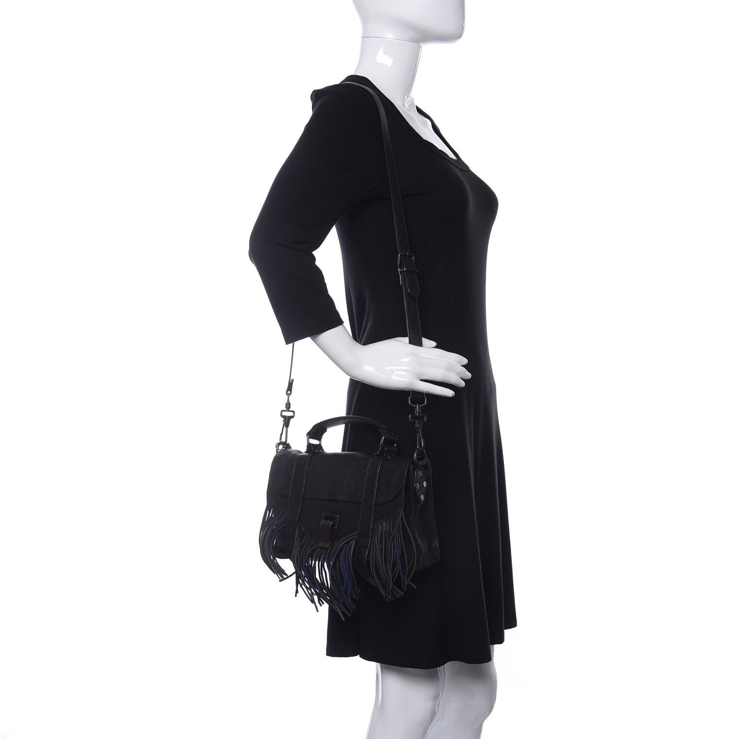 Proenza Schouler Lambskin Fringe Lux PS1 Satchel Black 2 of 9