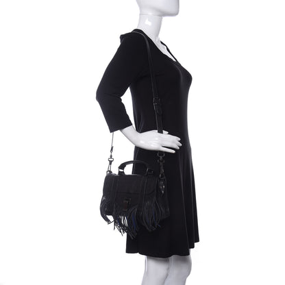 Proenza Schouler Lambskin Fringe Lux PS1 Satchel Black 2 of 9