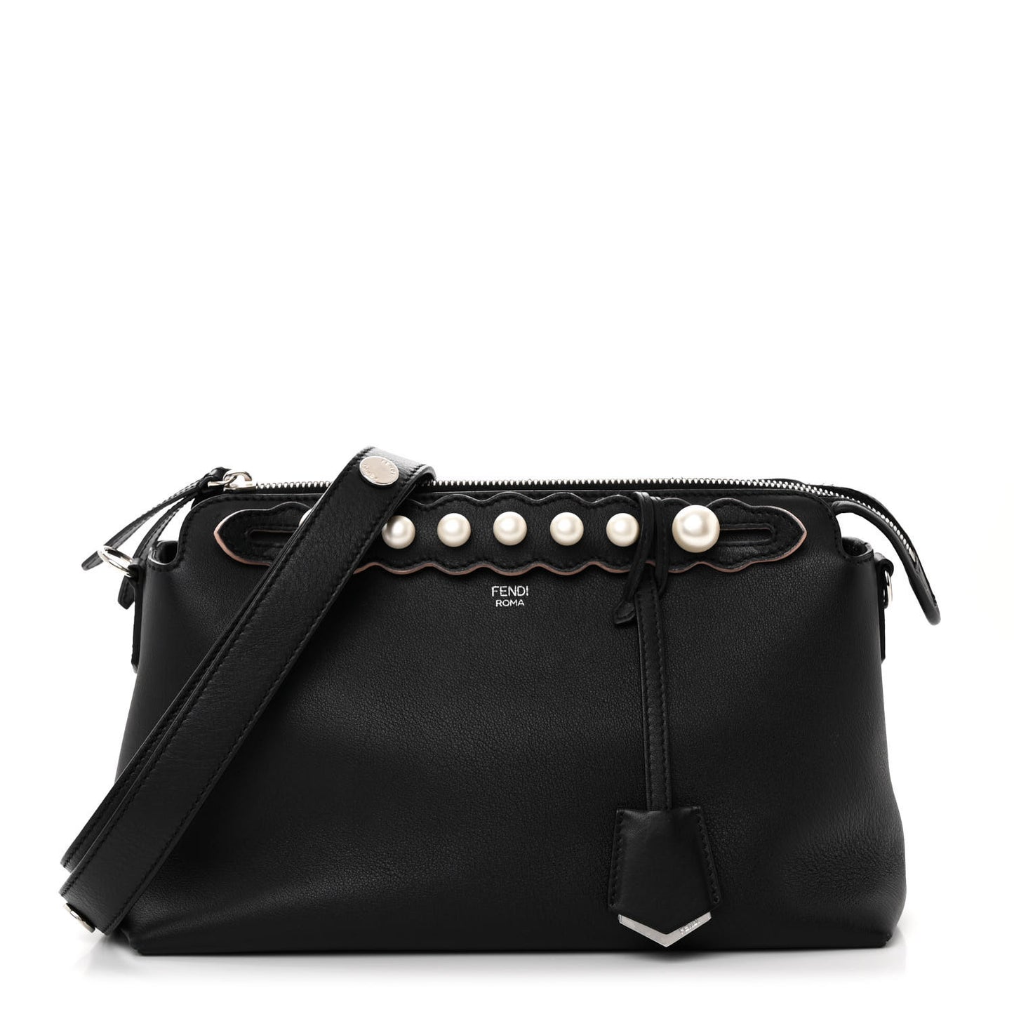 Vitello Dolce Scalloped Pearl Studded Medium By The Way Boston Bag Black