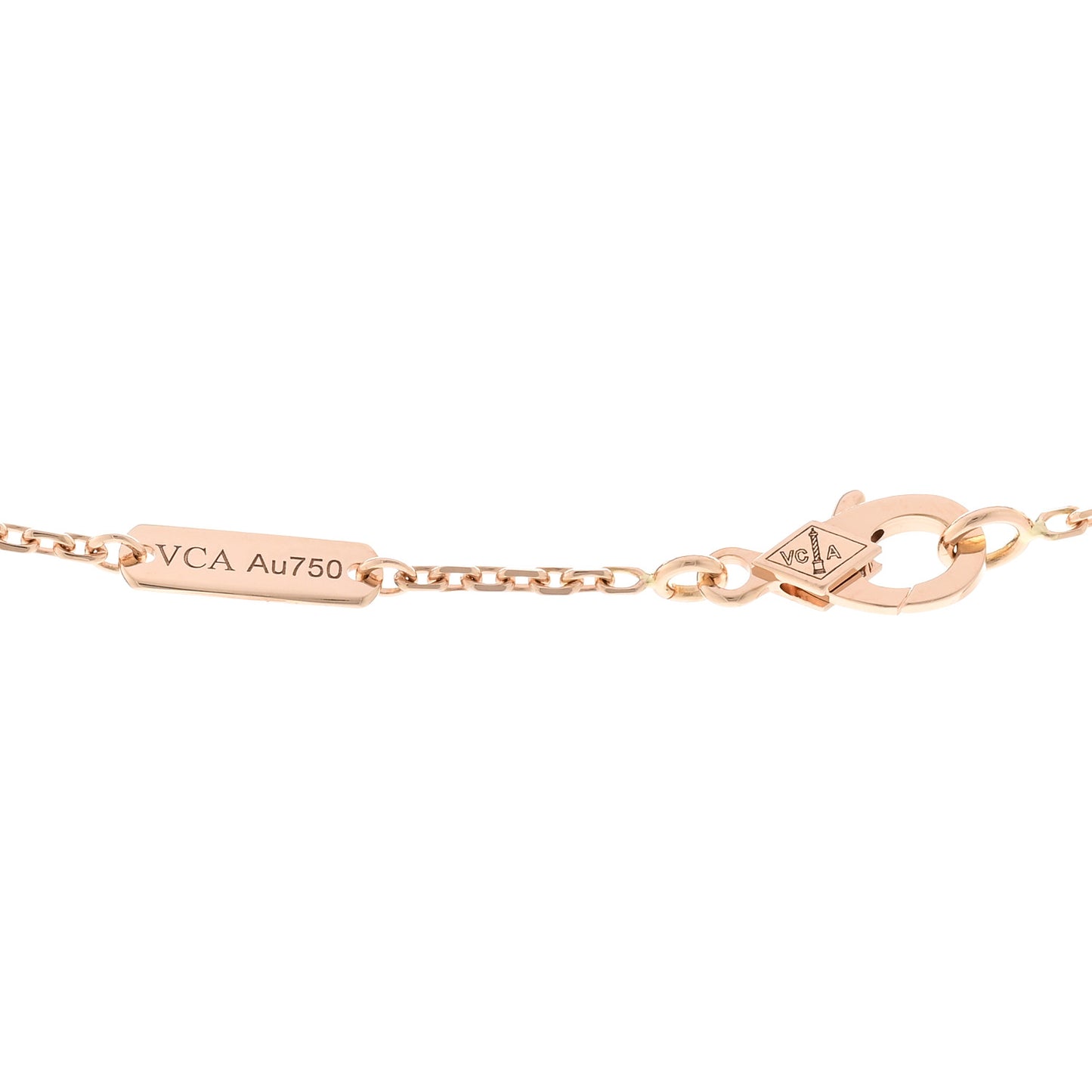 18K Rose Gold Diamond Vintage Alhambra Pendant Necklace