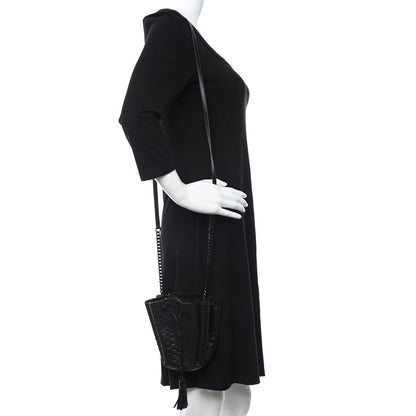 Saint Laurent Calfskin Python Embossed Mini Monogram Bucket Crossbody Bag Black 2 of 9