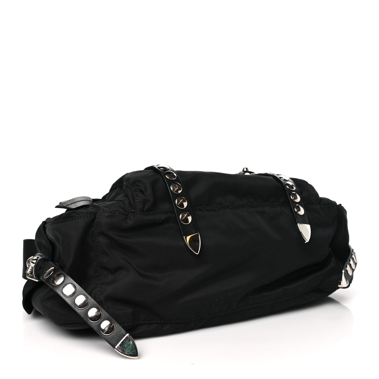 Prada Nylon New Vela Studded Messenger Bag Black 4 of 9