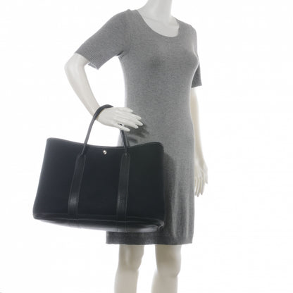 Hermes Toile Leather Garden Party MM Tote Black 2 of 7