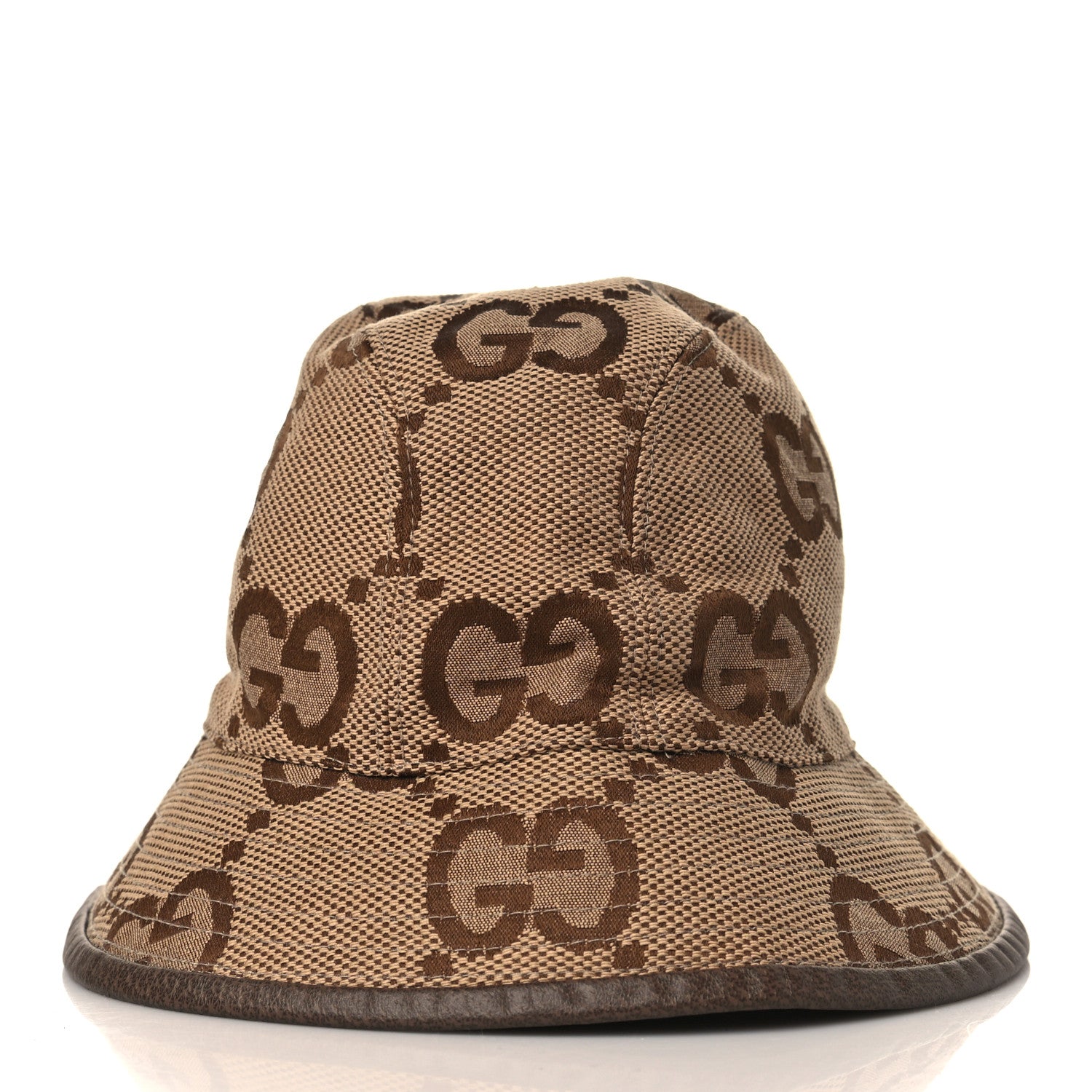 Gucci Monogram Jumbo GG Bucket Hat M 57 Camel Ebony New Acero 3 of 8