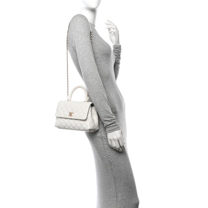 Chanel Caviar Quilted Mini Coco Handle Flap White 2 of 12