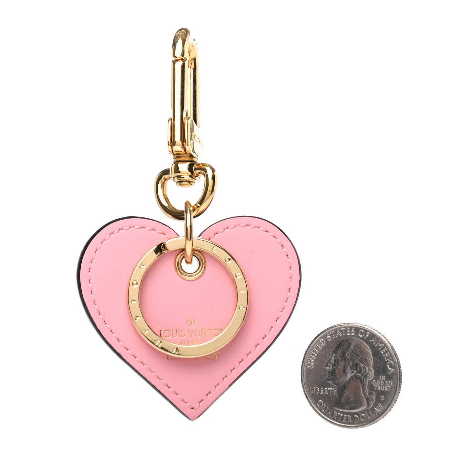 Calfskin Gradient Love Lock Heart Bag Charm Rose