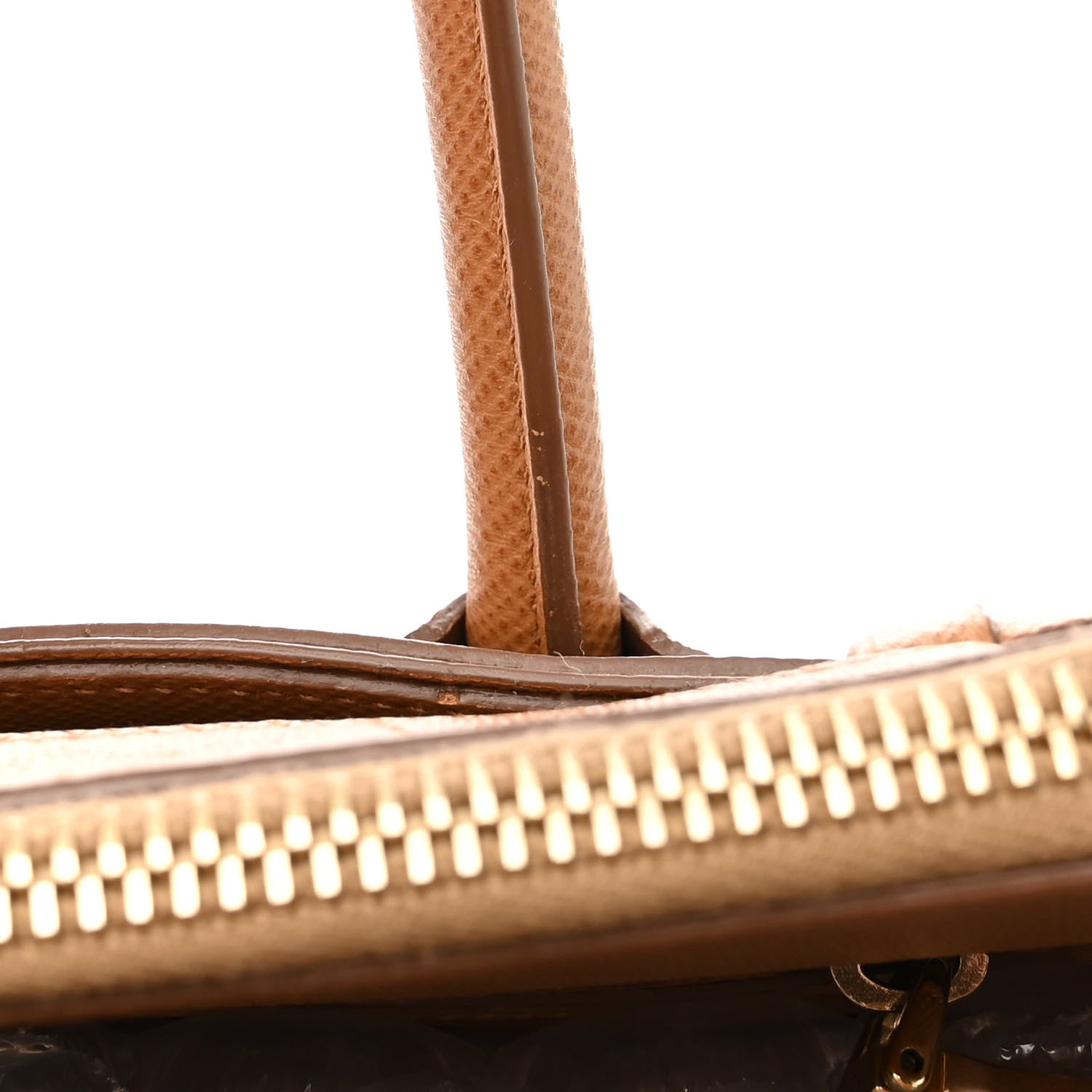 Prada Saffiano Cuir Double Zip Frame Tote Caramel 11 of 11