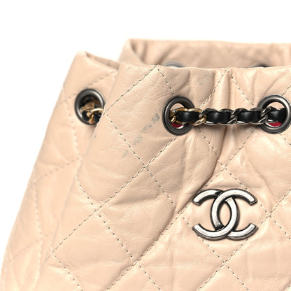 Chanel Aged Calfskin Quilted Small Gabrielle Backpack Beige Black 10 of 11
