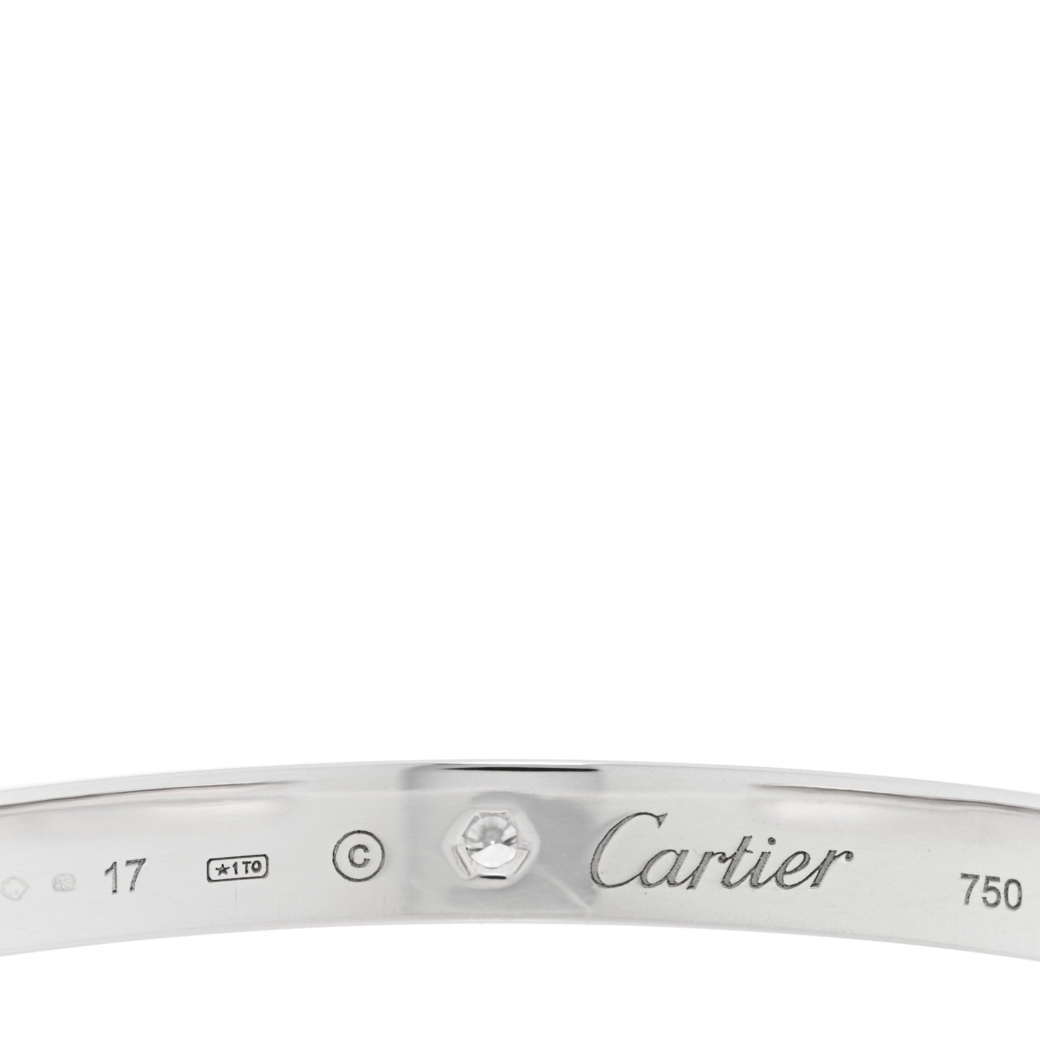 Cartier 18K White Gold 1 Diamond LOVE Cuff Bracelet 17 3 of 3