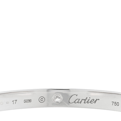 Cartier 18K White Gold 1 Diamond LOVE Cuff Bracelet 17 3 of 3