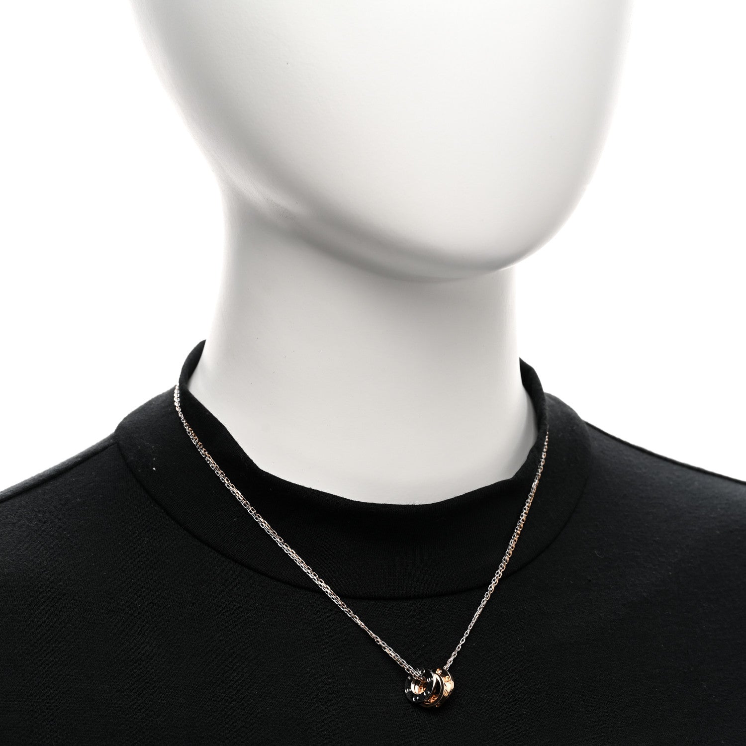 Cartier 18K White Pink Gold Diamond Three Ring LOVE Necklace 2 of 5