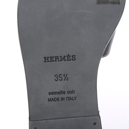 Hermes Box Calfskin Oran Sandals 35.5 Black 8 of 9