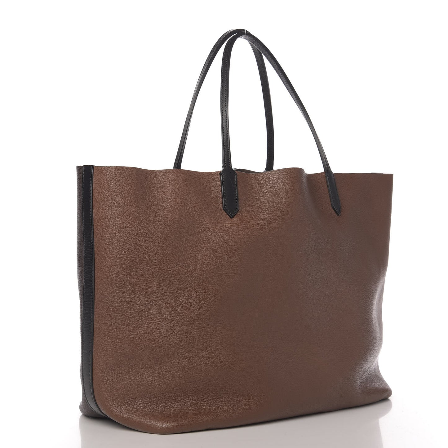 Grained Calfskin Large Antigona Tote Dark Brown Tan