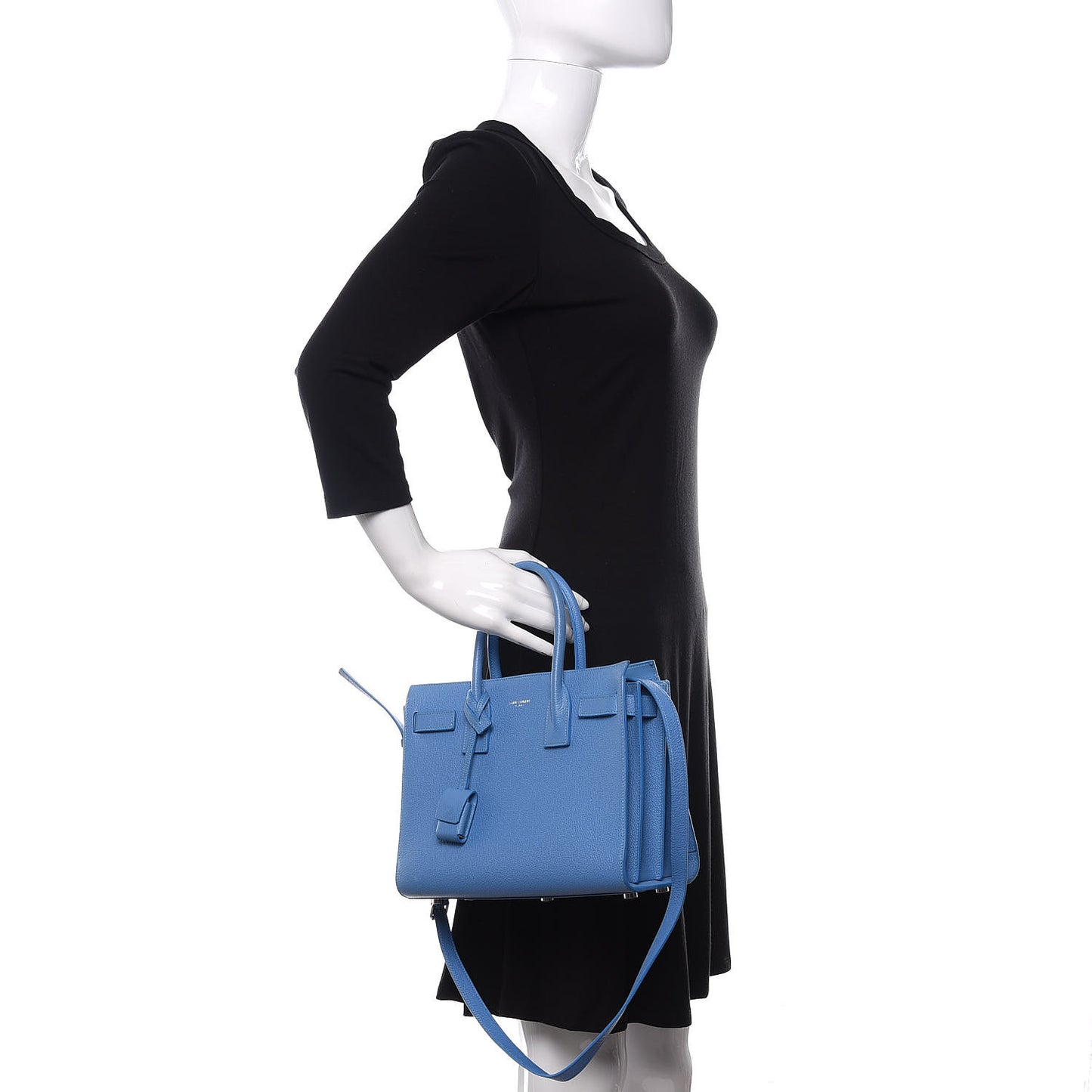 Grained Calfskin Baby Sac De Jour Blue Clair