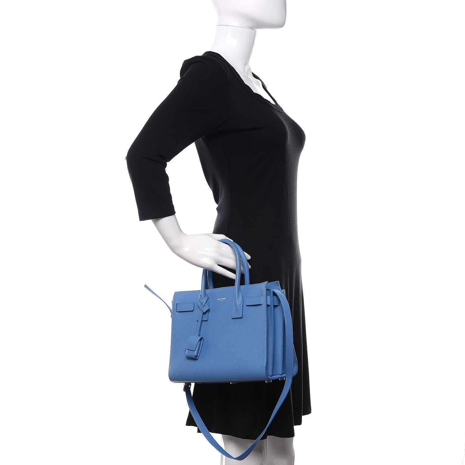 Saint Laurent Grained Calfskin Baby Sac De Jour Blue Clair 3 of 12