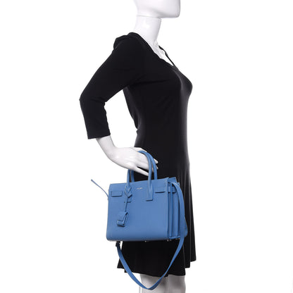 Saint Laurent Grained Calfskin Baby Sac De Jour Blue Clair 3 of 12