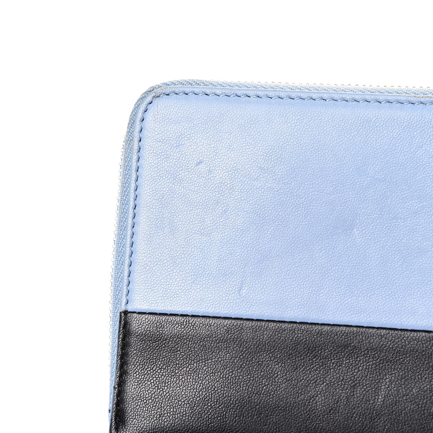 Lambskin Large Zip Around Multifunction Wallet Blue Lavender