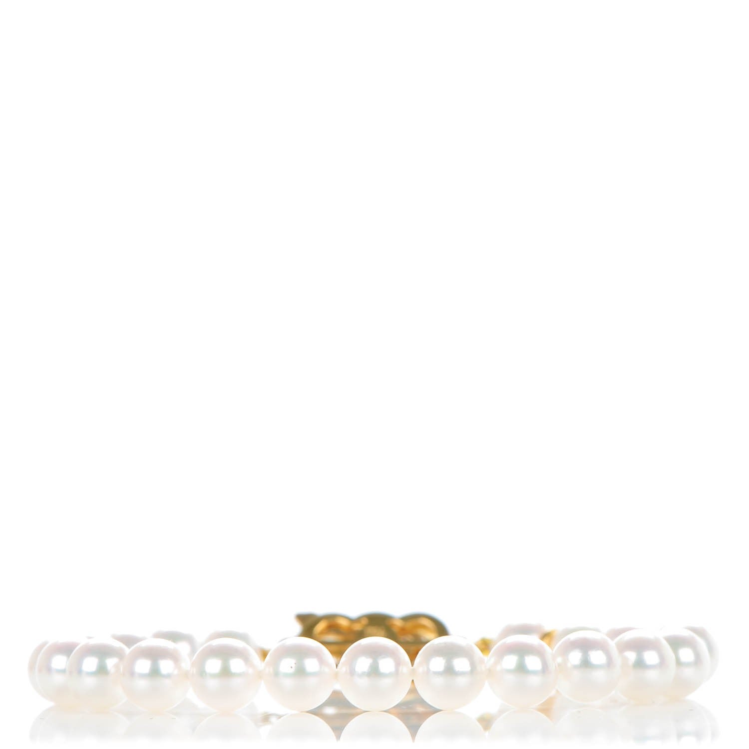 Mikimoto 18K Yellow Gold Akoya Cultured Pearl 7mm Strand Bracelet 1 of 6