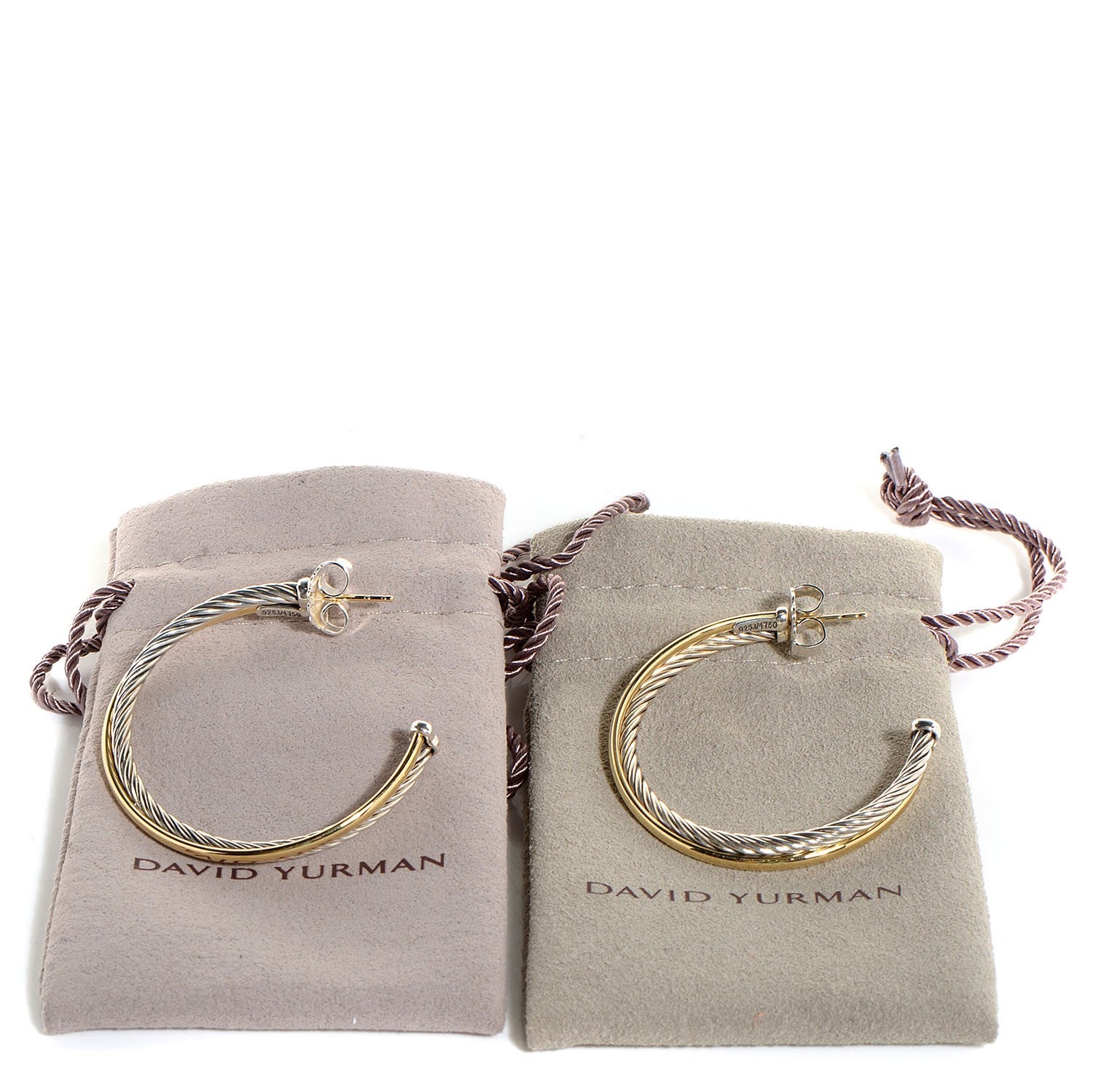 David Yurman Sterling Silver 18K Yellow Gold 44mm Extra Large Crossover Cable Hoop Earrings 6 of 6